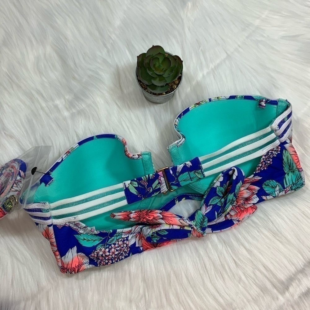 NWOT Shade & Shore Blues Floral Bikini Top 34B - Picture 5 of 10